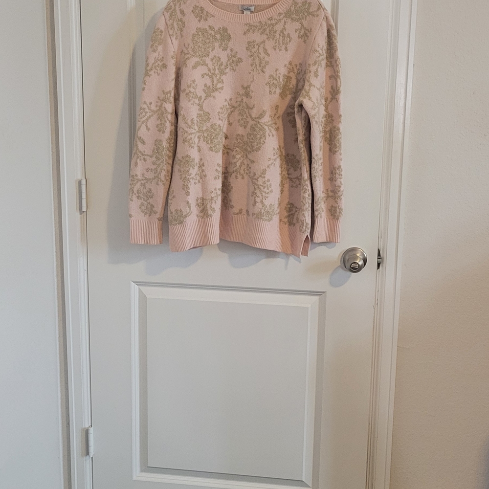 Floral Knit Sweater in Pink and Gold